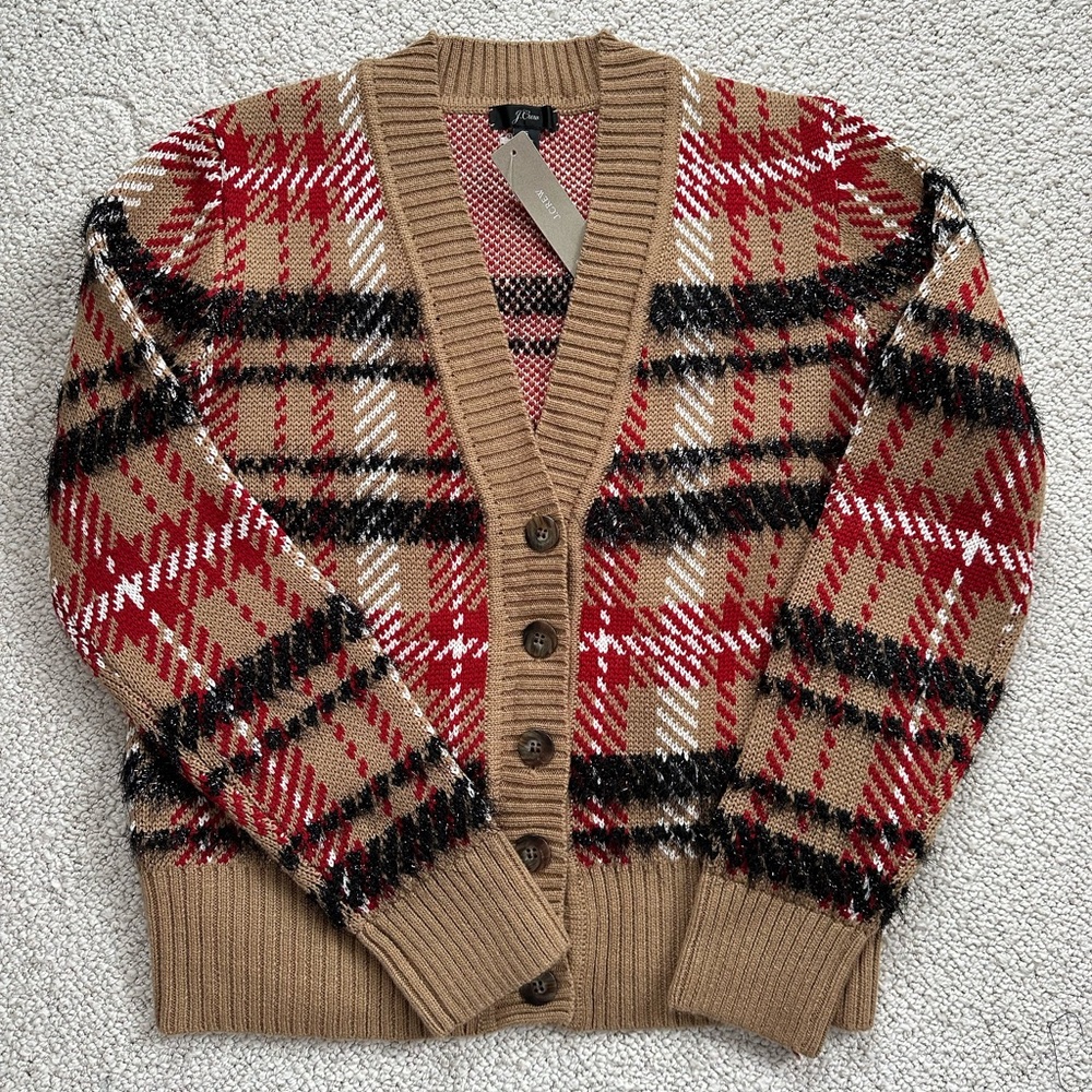 J Crew plaid cardigan